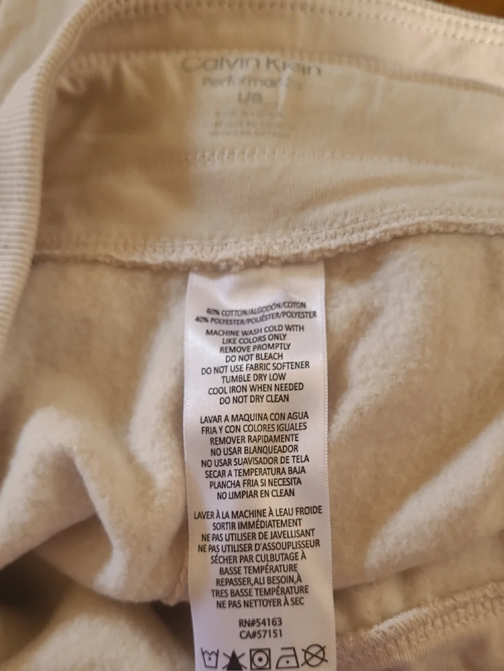 Calvin Klein Performance Cream Joggers with Black Logo Accent - Picture 5 of 5
